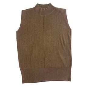 Arach & Cloz Mock Neck Sleeveless Sweater Vest Brown Size S Retail $95